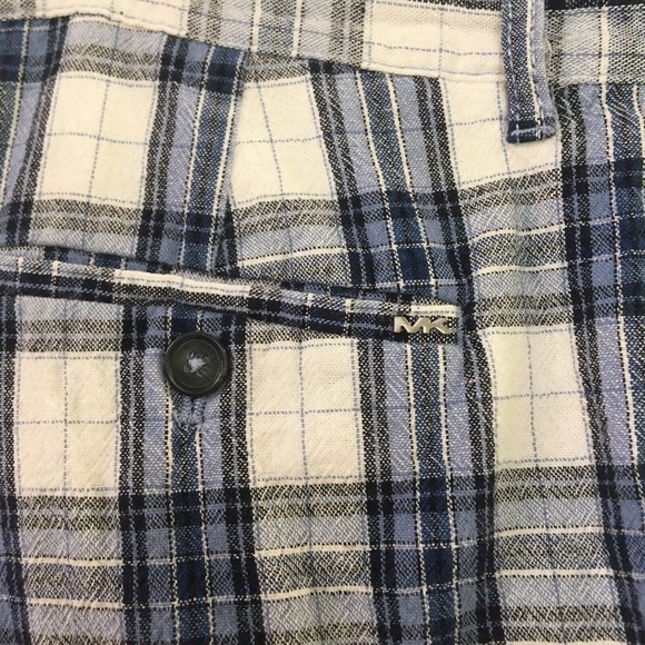 Michael Michael Kors Mens Size 36 Flat Front Cotton and Linen Shorts Pla… - Picture 3 of 6